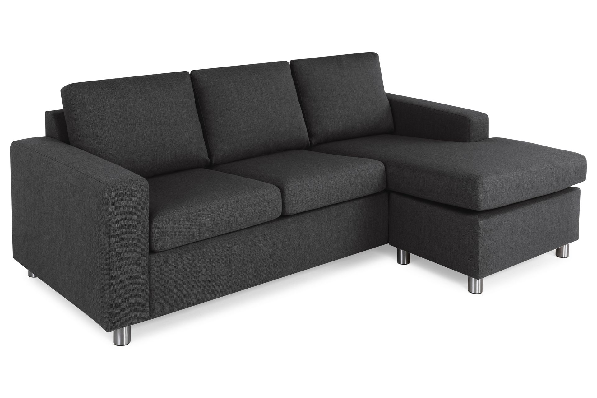 Crazy 3-seters Vendbar L-formet Sjeselongsofa i Stoff - Antrasitt - Møbler - Sofaer - Sofa med sjeselong