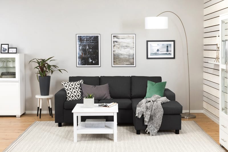 Crazy 3-seters Vendbar L-formet Sjeselongsofa i Stoff - Antrasitt - Møbler - Sofaer - Sofa med sjeselong