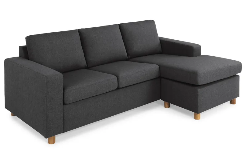 Crazy 3-seters Vendbar L-formet Sjeselongsofa i Stoff - Antrasitt - Møbler - Sofaer - Sofa med sjeselong - 3 seters sofa med divan