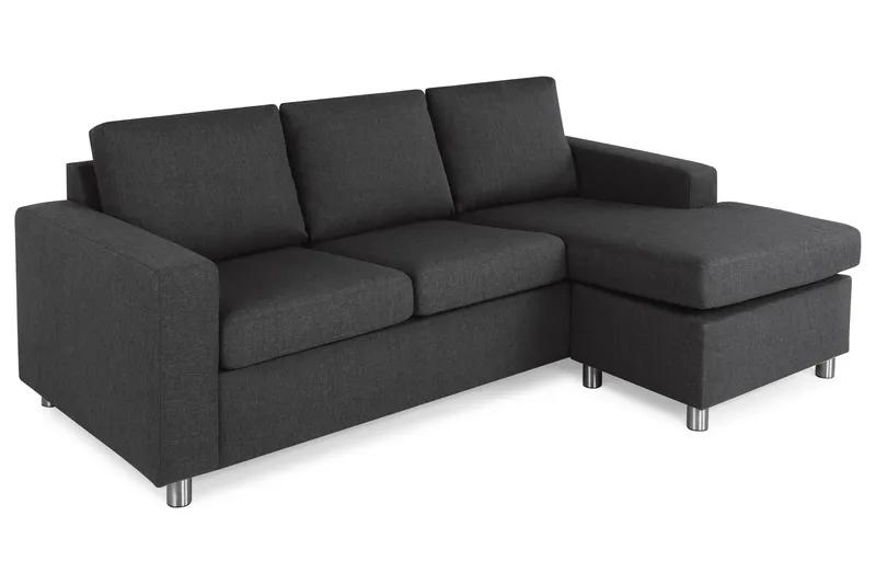 Crazy 3-seters Vendbar L-formet Sjeselongsofa i Stoff - Antrasitt - Møbler - Sofaer - Sofa med sjeselong - 3 seters sofa med divan