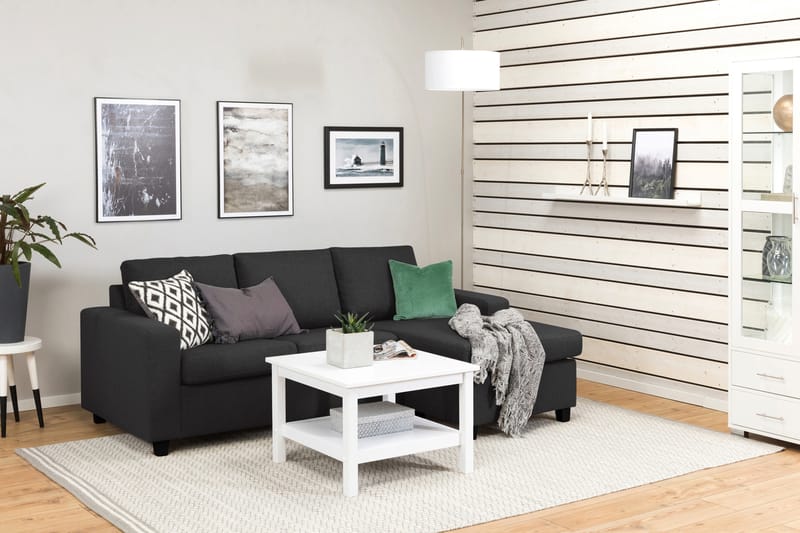 Crazy 3-seters Vendbar L-formet Sjeselongsofa i Stoff - Antrasitt - Møbler - Sofaer - Sofa med sjeselong