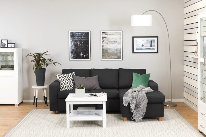 Crazy 3-seters Vendbar L-formet Sjeselongsofa i Stoff - Antrasitt - Møbler - Sofaer - Sofa med sjeselong
