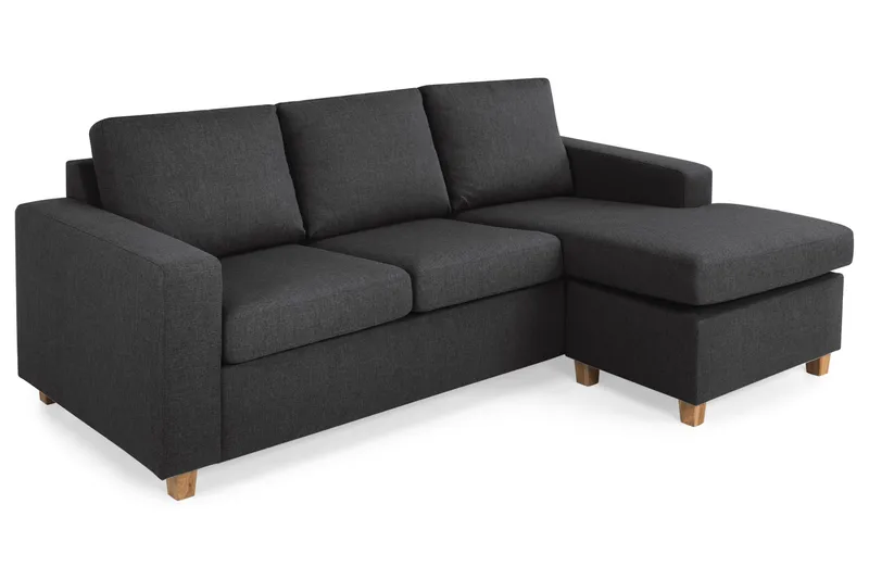 Crazy 3-seters Vendbar L-formet Sjeselongsofa i Stoff - Antrasitt - Møbler - Sofaer - Sofa med sjeselong - 3 seters sofa med divan