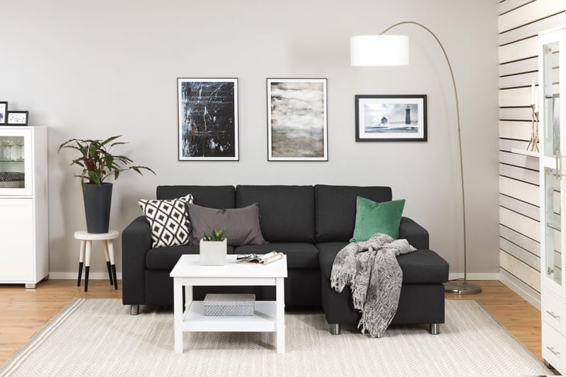 Crazy 3-seters Vendbar L-formet Sjeselongsofa i Stoff - Antrasitt - Møbler - Sofaer - Sofa med sjeselong