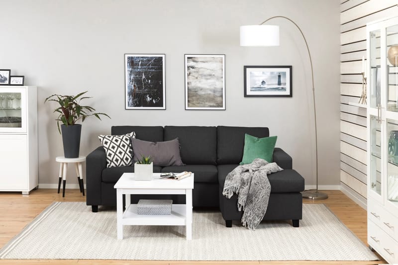 Crazy 3-seters Vendbar L-formet Sjeselongsofa i Stoff - Antrasitt - Møbler - Sofaer - Sofa med sjeselong