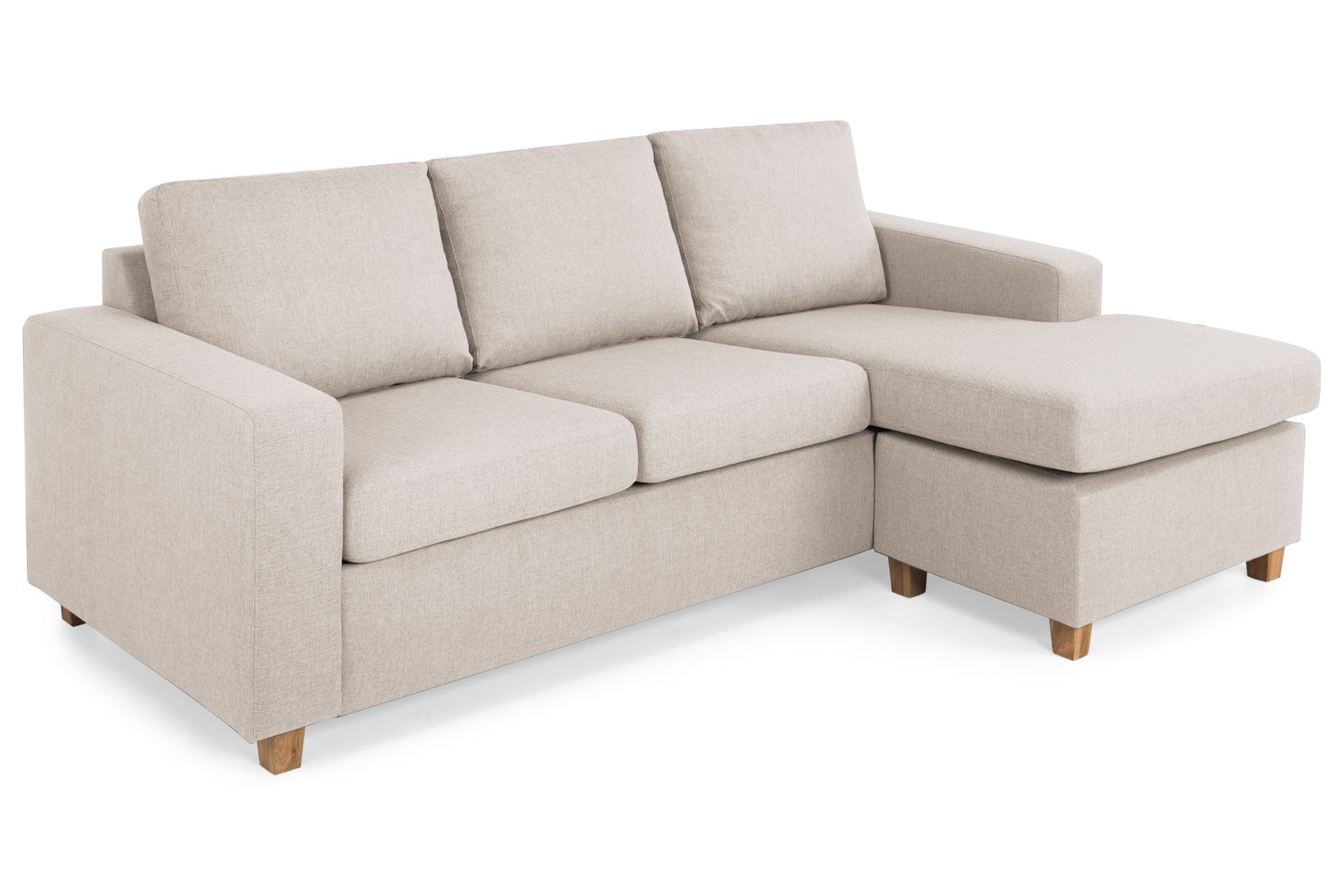 Crazy 3-seters Vendbar L-formet Sjeselongsofa i Stoff - Beige - Møbler - Sofaer - Sofa med sjeselong