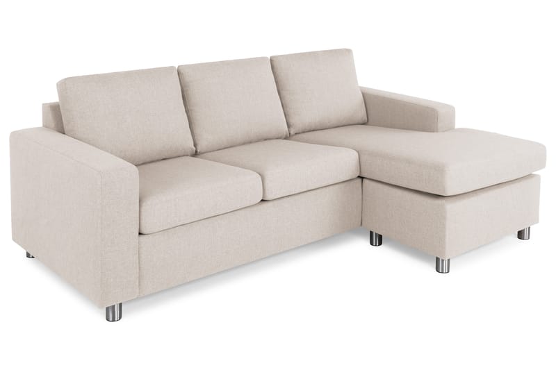 Crazy 3-seters Vendbar L-formet Sjeselongsofa i Stoff - Beige - Møbler - Sofaer - Sofa med sjeselong - 3 seters sofa med divan