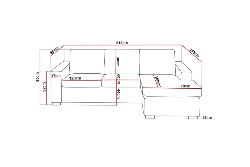 Crazy 3-seters Vendbar L-formet Sjeselongsofa i Stoff - Beige - Møbler - Sofaer - Sofa med sjeselong