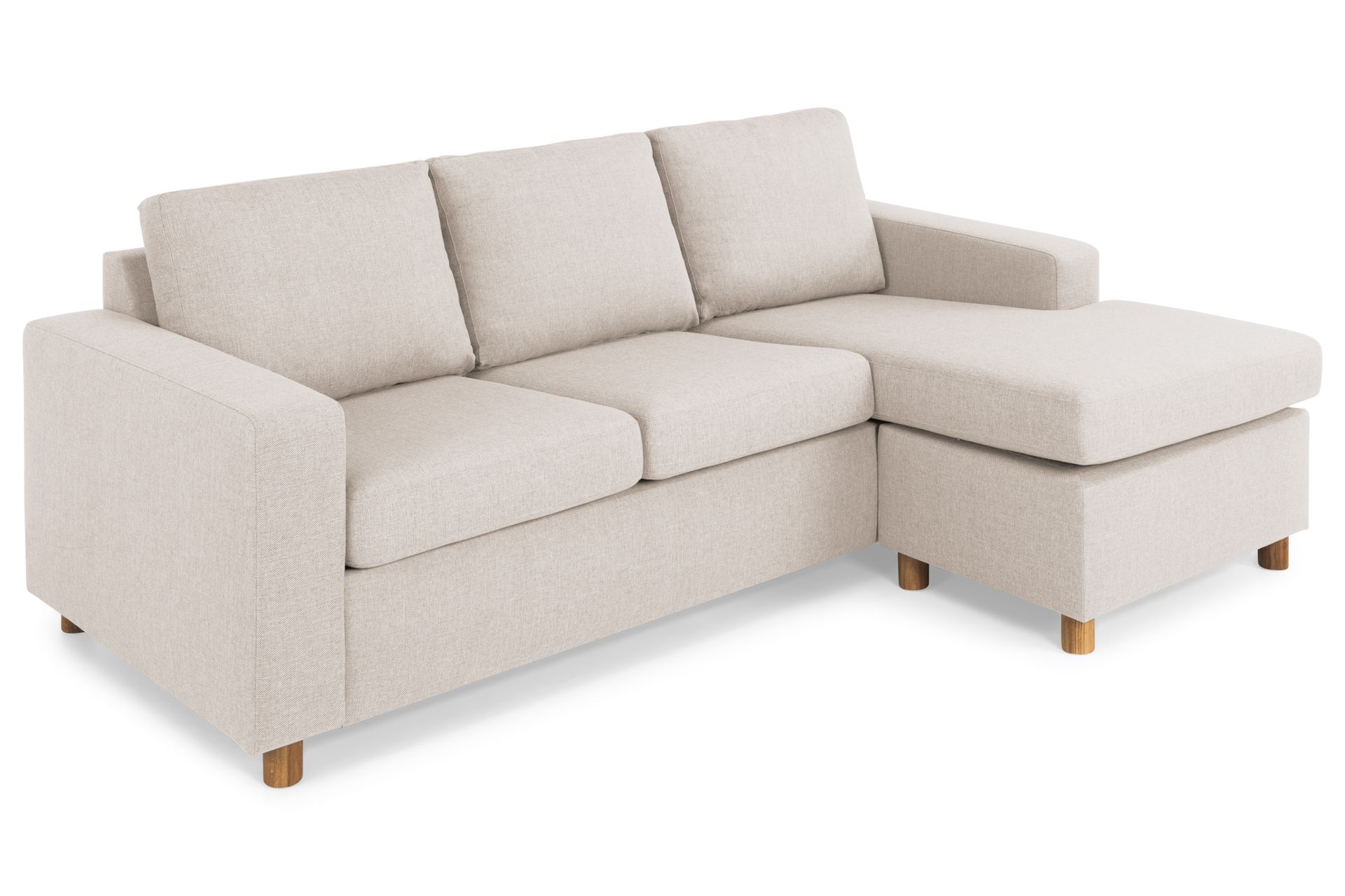 Crazy 3-seters Vendbar L-formet Sjeselongsofa i Stoff - Beige - Møbler - Sofaer - Sofa med sjeselong