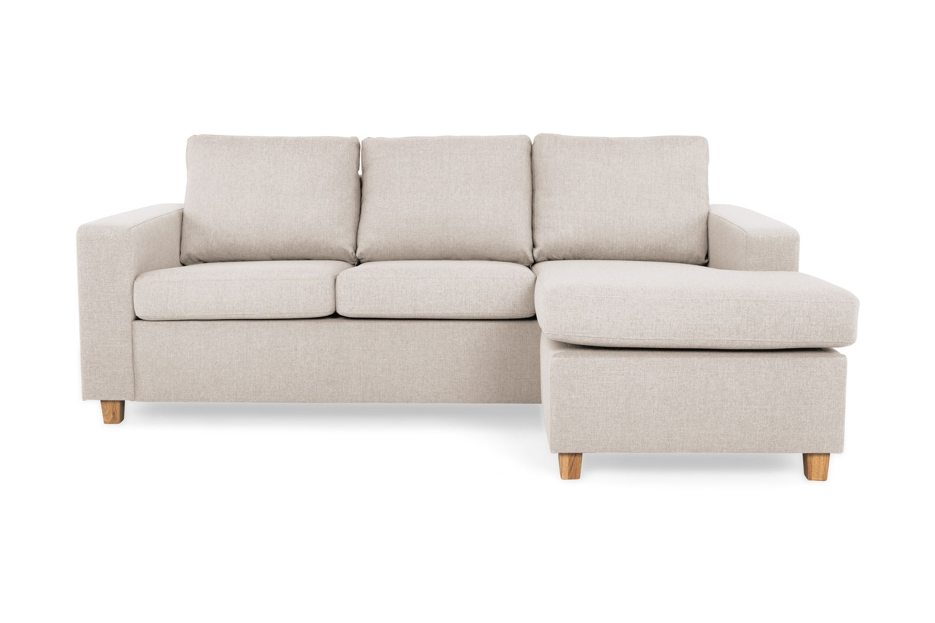 Crazy 3-seters Vendbar L-formet Sjeselongsofa i Stoff - Beige - Møbler - Sofaer - Sofa med sjeselong
