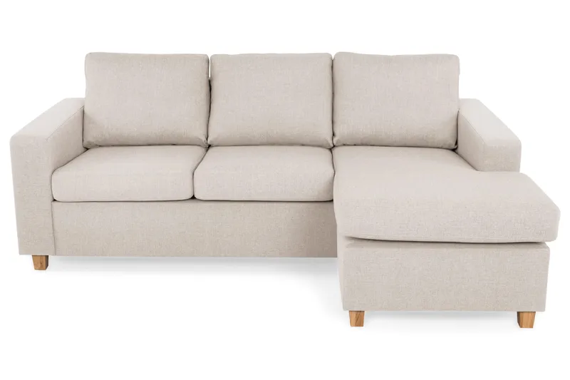 Crazy 3-seters Vendbar L-formet Sjeselongsofa i Stoff - Beige - Møbler - Sofaer - Sofa med sjeselong - 3 seters sofa med divan