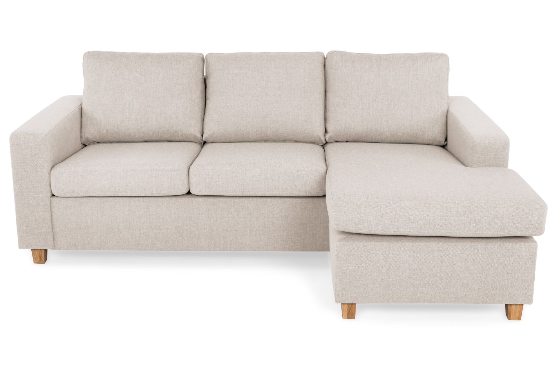 Crazy 3-seters Vendbar L-formet Sjeselongsofa i Stoff - Beige - Møbler - Sofaer - Sofa med sjeselong