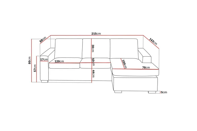 Crazy 3-seters Vendbar L-formet Sjeselongsofa i Stoff - Beige - Møbler - Sofaer - Sofa med sjeselong - 3 seters sofa med divan