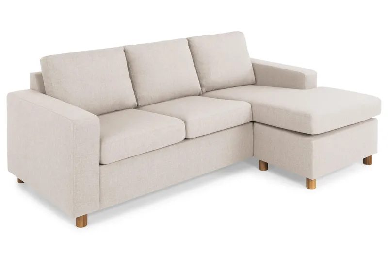 Crazy 3-seters Vendbar L-formet Sjeselongsofa i Stoff - Beige - Møbler - Sofaer - Sofa med sjeselong - 3 seters sofa med divan