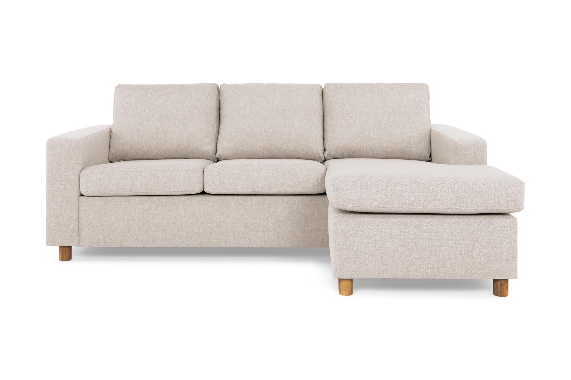 Crazy 3-seters Vendbar L-formet Sjeselongsofa i Stoff - Beige