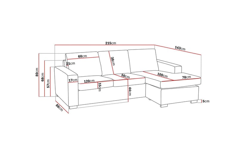 Crazy 3-seters Vendbar L-formet Sjeselongsofa i Stoff - Beige - Møbler - Sofaer - Sofa med sjeselong - 3 seters sofa med divan
