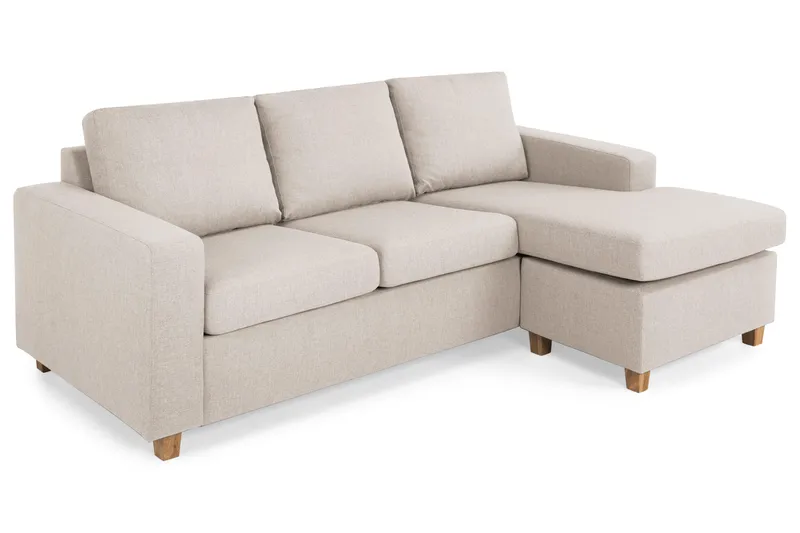 Crazy 3-seters Vendbar L-formet Sjeselongsofa i Stoff - Beige - Møbler - Sofaer - Sofa med sjeselong - 3 seters sofa med divan