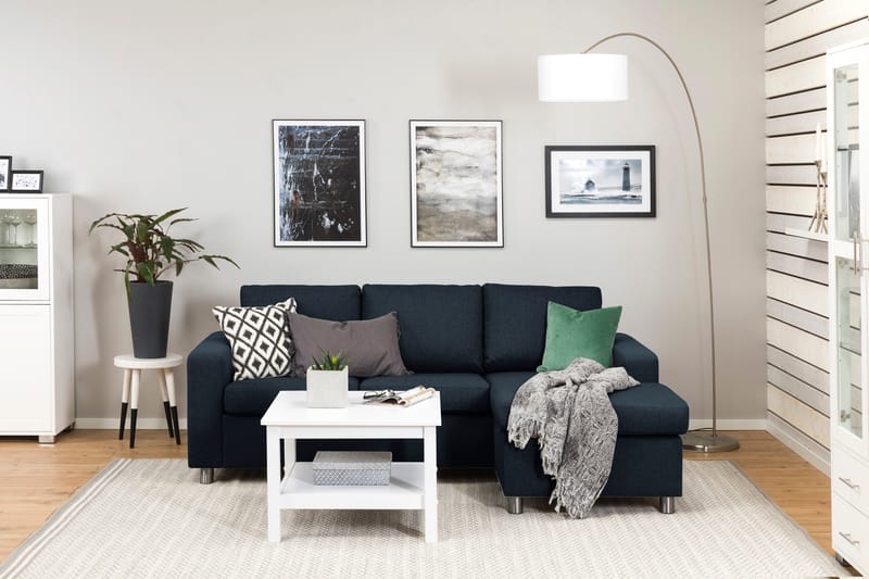 Crazy 3-seters Vendbar L-formet Sjeselongsofa i Stoff - Blå - Møbler - Sofaer - Sofa med sjeselong
