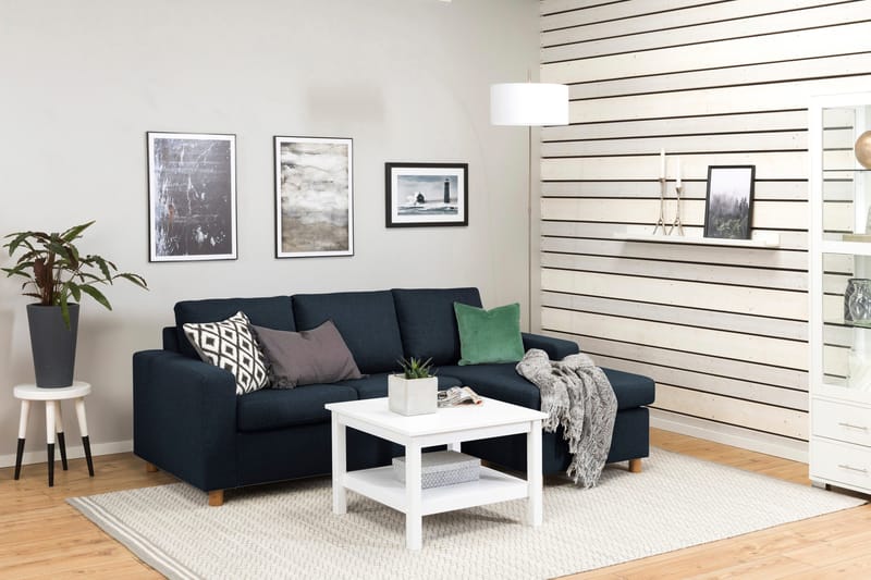 Crazy 3-seters Vendbar L-formet Sjeselongsofa i Stoff - Blå - Møbler - Sofaer - Sofa med sjeselong - 3 seters sofa med divan