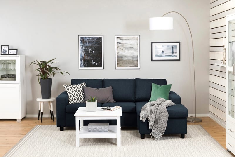Crazy 3-seters Vendbar L-formet Sjeselongsofa i Stoff - Blå - Møbler - Sofaer - Sofa med sjeselong