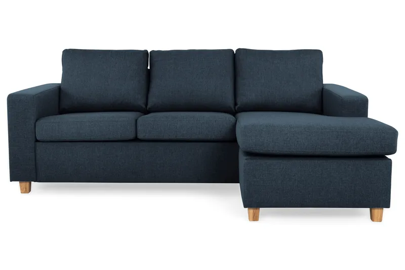 Crazy 3-seters Vendbar L-formet Sjeselongsofa i Stoff - Blå - Møbler - Sofaer - Sofa med sjeselong - 3 seters sofa med divan