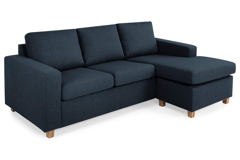 Crazy 3-seters Vendbar L-formet Sjeselongsofa i Stoff - Blå - Møbler - Sofaer - Sofa med sjeselong - 3 seters sofa med divan
