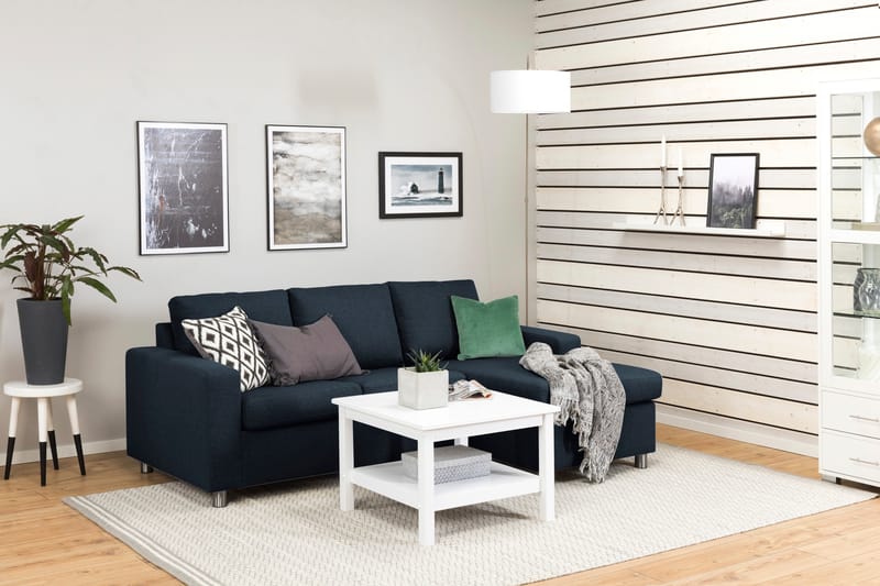 Crazy 3-seters Vendbar L-formet Sjeselongsofa i Stoff - Blå - Møbler - Sofaer - Sofa med sjeselong