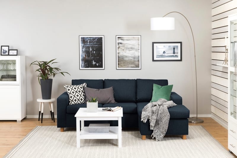 Crazy 3-seters Vendbar L-formet Sjeselongsofa i Stoff - Blå - Møbler - Sofaer - Sofa med sjeselong