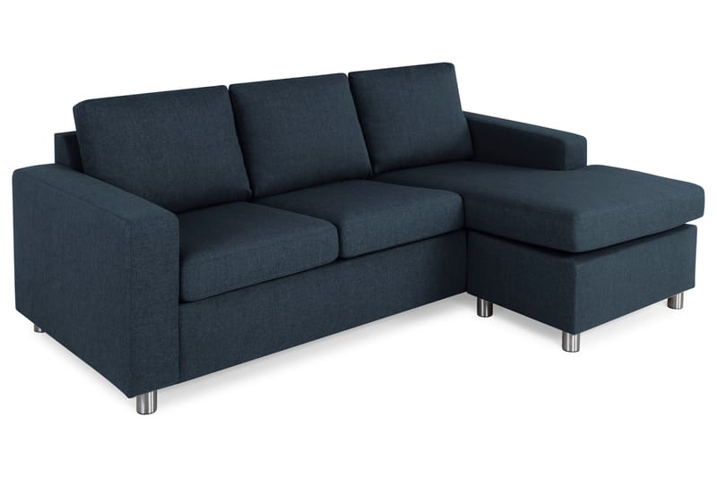 Crazy 3-seters Vendbar L-formet Sjeselongsofa i Stoff - Blå - Møbler - Sofaer - Sofa med sjeselong