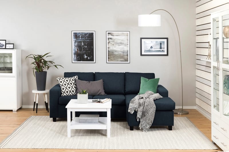 Crazy 3-seters Vendbar L-formet Sjeselongsofa i Stoff - Blå - Møbler - Sofaer - Sofa med sjeselong