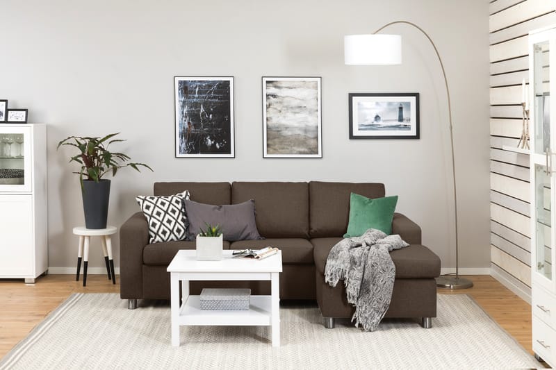 Crazy 3-seters Vendbar L-formet Sjeselongsofa i Stoff - Brun - Møbler - Sofaer - Sofa med sjeselong