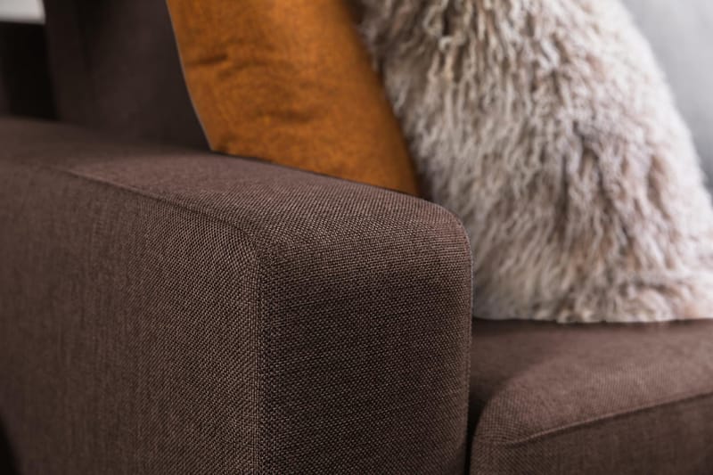 Crazy 3-seters Vendbar L-formet Sjeselongsofa i Stoff - Brun - Møbler - Sofaer - Sofa med sjeselong - 3 seters sofa med divan