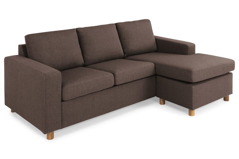 Crazy 3-seters Vendbar L-formet Sjeselongsofa i Stoff - Brun - Møbler - Sofaer - Sofa med sjeselong