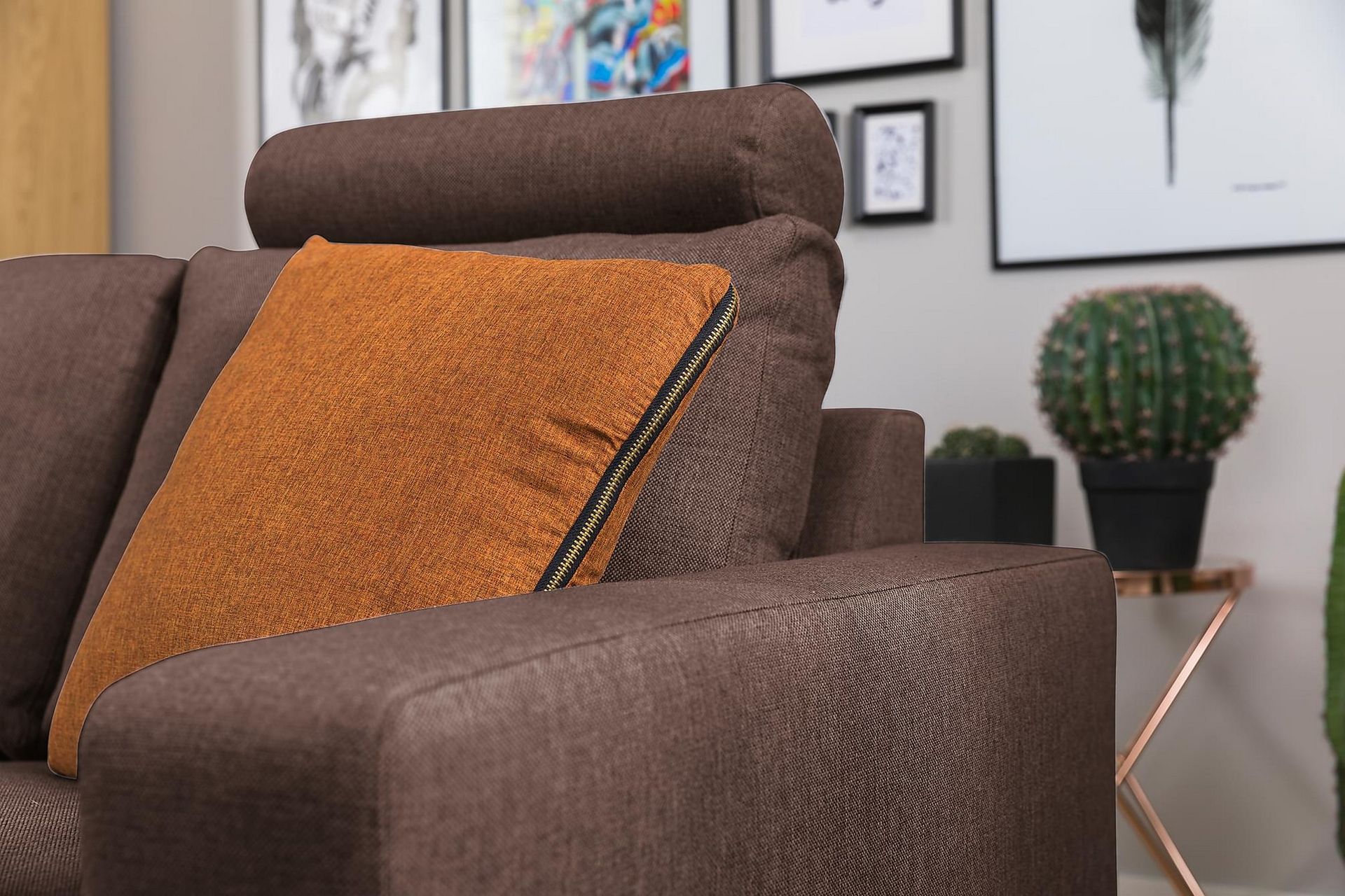 Crazy 3-seters Vendbar L-formet Sjeselongsofa i Stoff - Brun - Møbler - Sofaer - Sofa med sjeselong