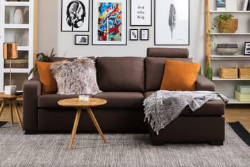 Crazy 3-seters Vendbar L-formet Sjeselongsofa i Stoff - Brun - Møbler - Sofaer - Sofa med sjeselong