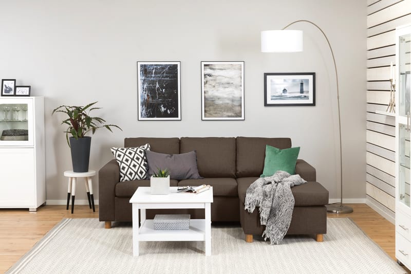 Crazy 3-seters Vendbar L-formet Sjeselongsofa i Stoff - Brun - Møbler - Sofaer - Sofa med sjeselong