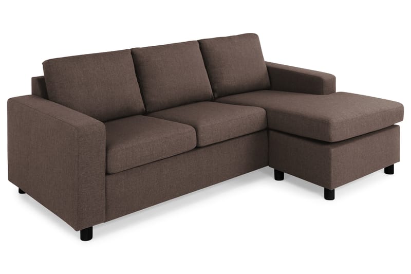 Crazy 3-seters Vendbar L-formet Sjeselongsofa i Stoff - Brun - Møbler - Sofaer - Sofa med sjeselong