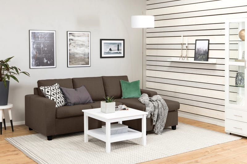 Crazy 3-seters Vendbar L-formet Sjeselongsofa i Stoff - Brun - Møbler - Sofaer - Sofa med sjeselong