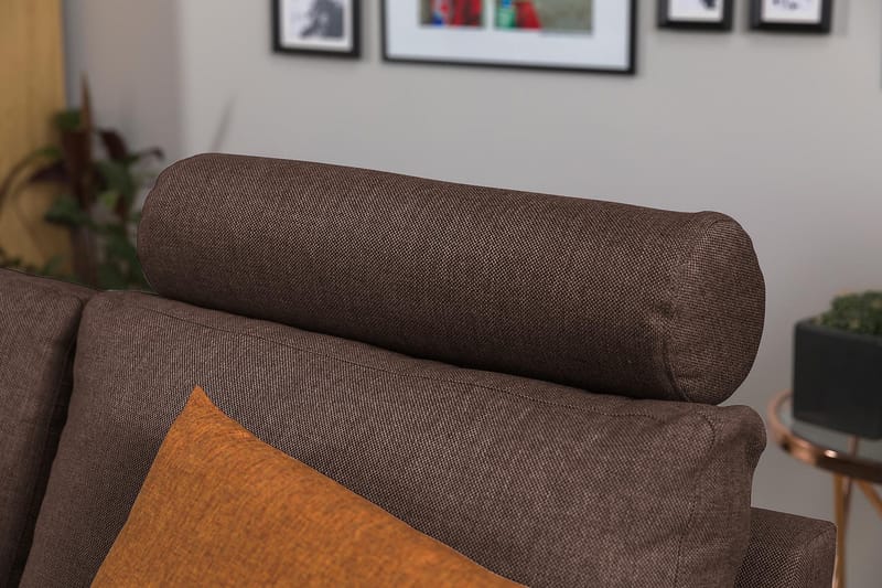 Crazy 3-seters Vendbar L-formet Sjeselongsofa i Stoff - Brun - Møbler - Sofaer - Sofa med sjeselong - 3 seters sofa med divan