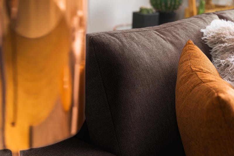 Crazy 3-seters Vendbar L-formet Sjeselongsofa i Stoff - Brun - Møbler - Sofaer - Sofa med sjeselong - 3 seters sofa med divan