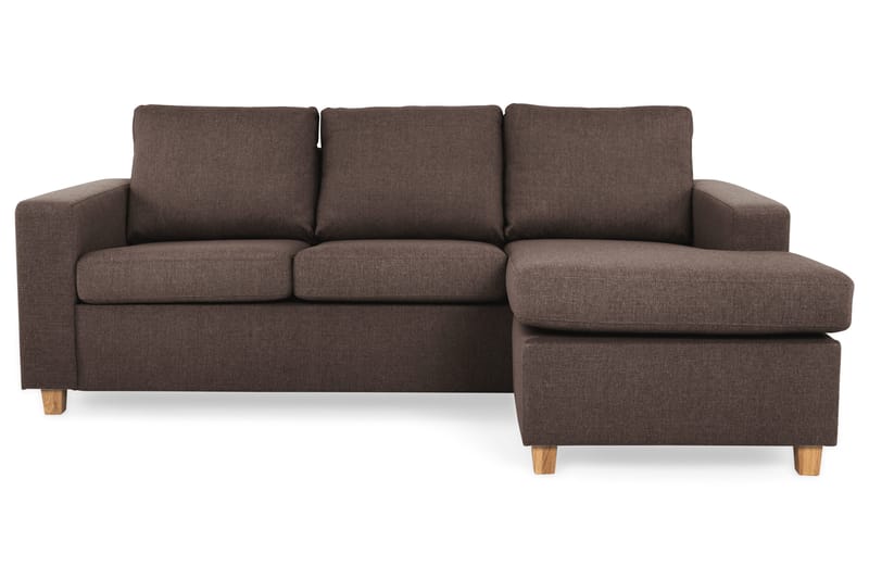 Crazy 3-seters Vendbar L-formet Sjeselongsofa i Stoff, Brun