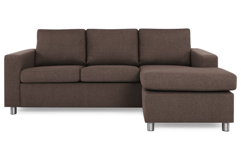 Crazy 3-seters Vendbar L-formet Sjeselongsofa i Stoff - Brun - Møbler - Sofaer - Sofa med sjeselong