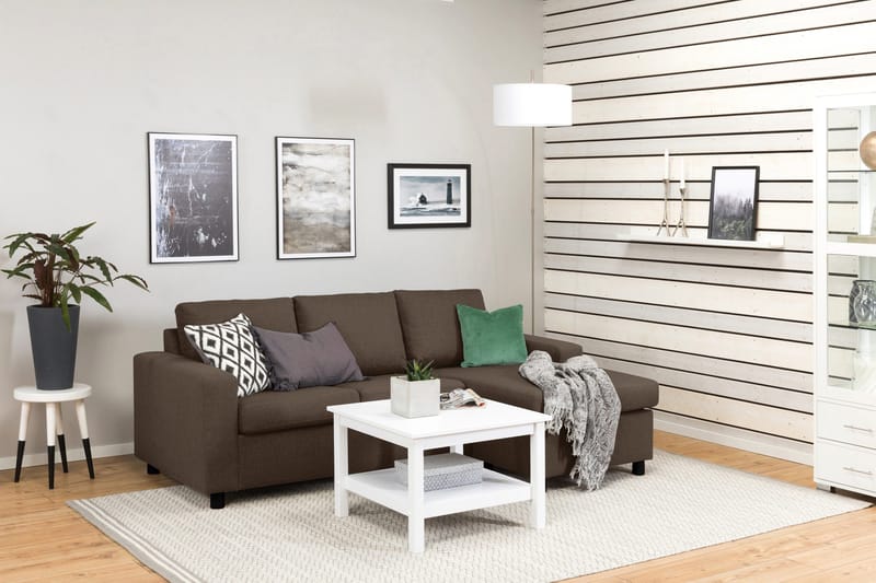 Crazy 3-seters Vendbar L-formet Sjeselongsofa i Stoff - Brun - Møbler - Sofaer - Sofa med sjeselong - 3 seters sofa med divan