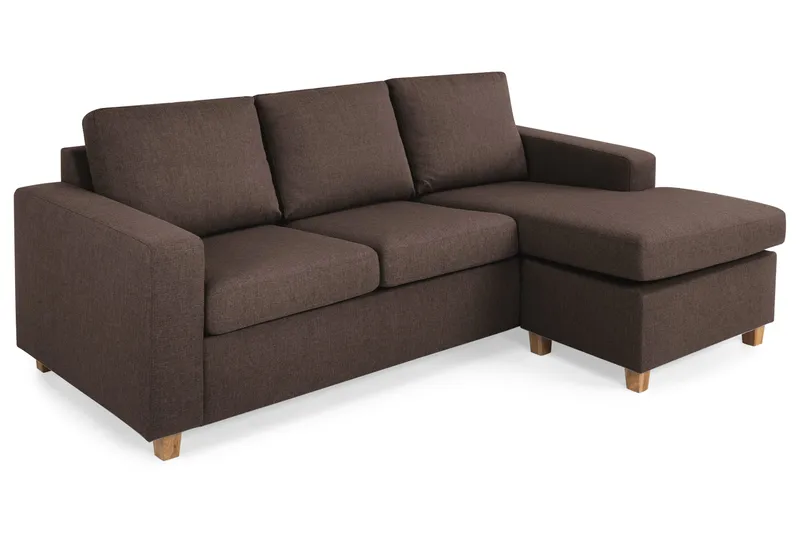 Crazy 3-seters Vendbar L-formet Sjeselongsofa i Stoff - Brun - Møbler - Sofaer - Sofa med sjeselong - 3 seters sofa med divan