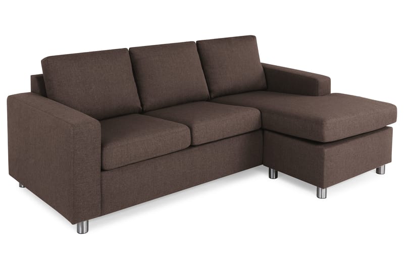 Crazy 3-seters Vendbar L-formet Sjeselongsofa i Stoff - Brun - Møbler - Sofaer - Sofa med sjeselong - 3 seters sofa med divan
