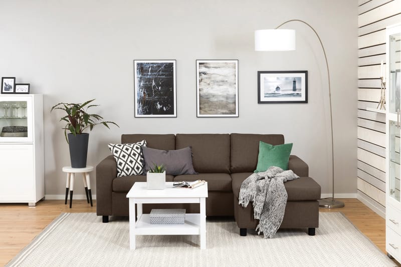Crazy 3-seters Vendbar L-formet Sjeselongsofa i Stoff - Brun - Møbler - Sofaer - Sofa med sjeselong