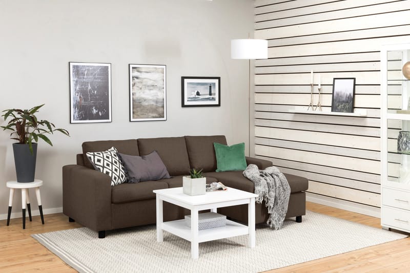 Crazy 3-seters Vendbar L-formet Sjeselongsofa i Stoff - Brun - Møbler - Sofaer - Sofa med sjeselong