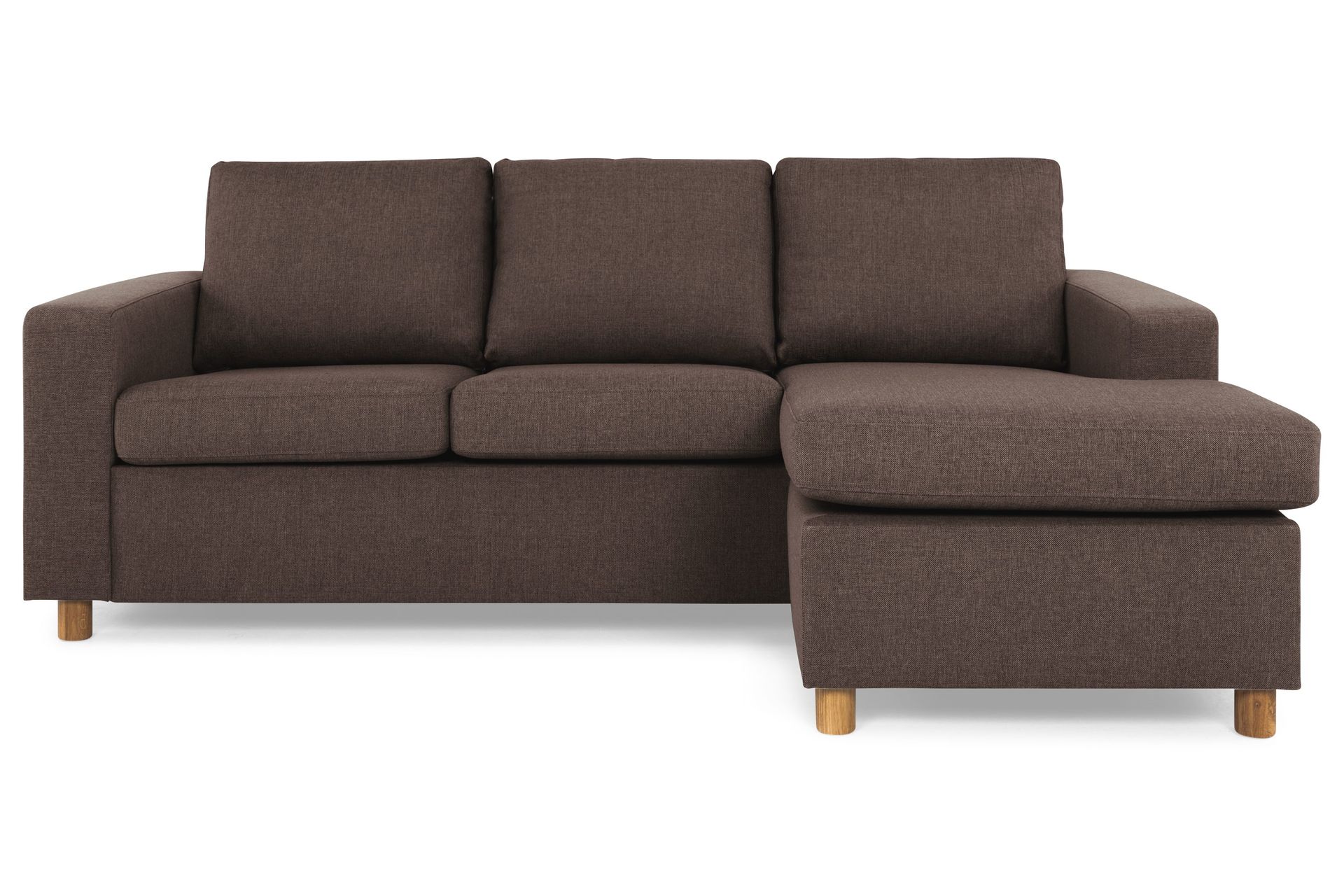 Crazy 3-seters Vendbar L-formet Sjeselongsofa i Stoff - Brun