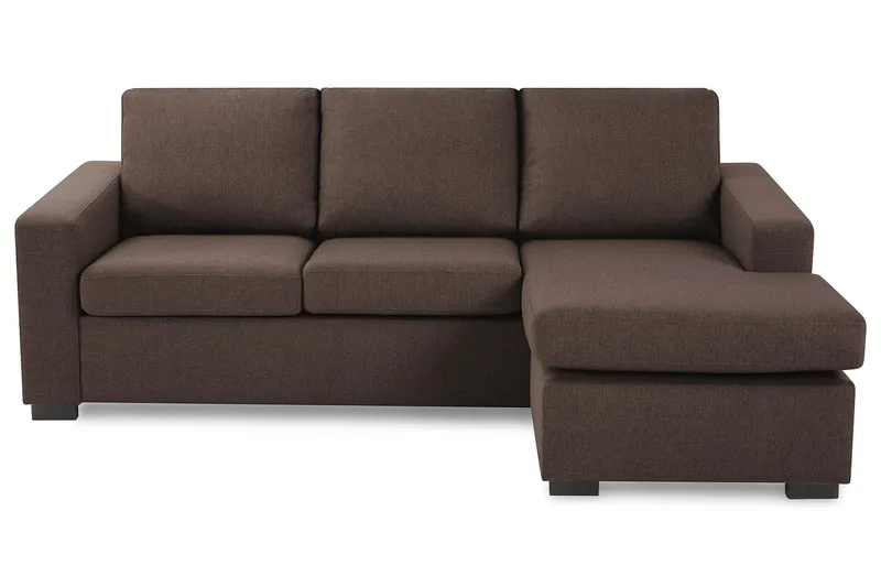 Crazy 3-seters Vendbar L-formet Sjeselongsofa i Stoff - Brun - Møbler - Sofaer - Sofa med sjeselong - 3 seters sofa med divan