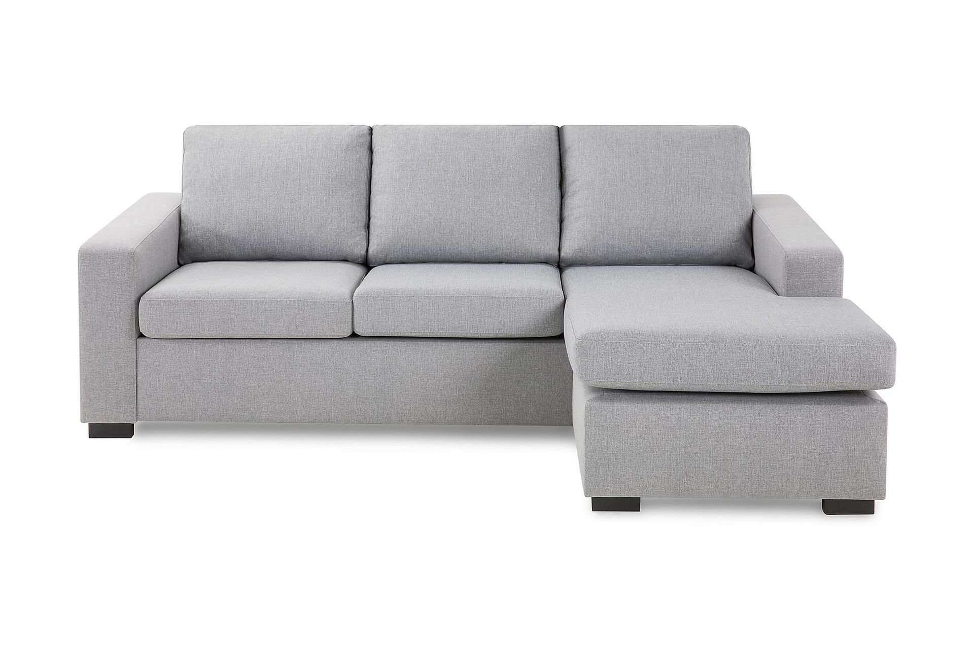Crazy 3-seters Vendbar L-formet Sjeselongsofa i Stoff - Grå - Møbler - Sofaer - Sofa med sjeselong